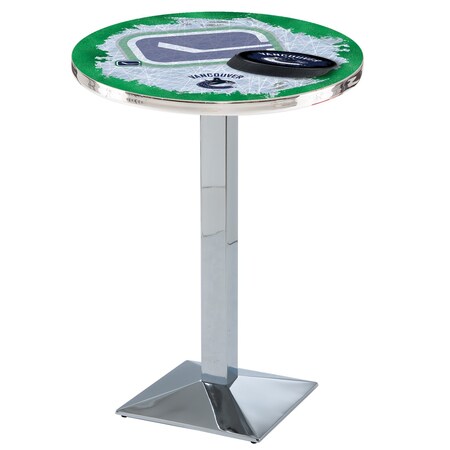 Holland Bar Stool Co 36" Chrome Vancouver Canucks Pub Table, 36" dia. Top L217C3636VanCan-D2